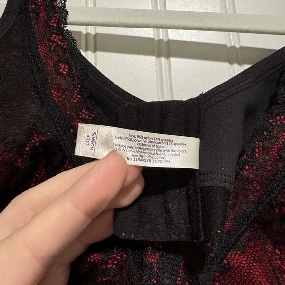 Lane Bryant Cacique Black Red Lace Comfort Solution No Wire Bra NEW 40DDD - Picture 5 of 6
